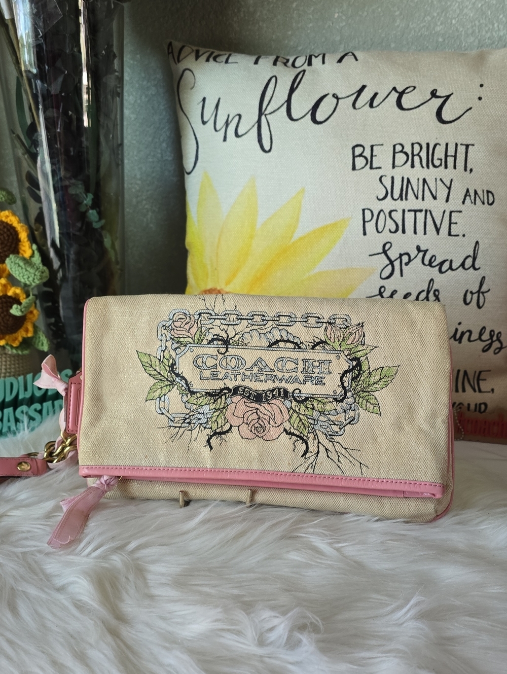 Coach LTD edition Tattoo Y2K Foldover Clutch  Pink Trim  Born 2009
